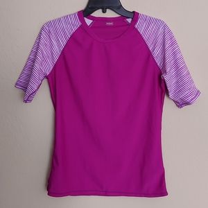 Purple and White Striped Swim Set